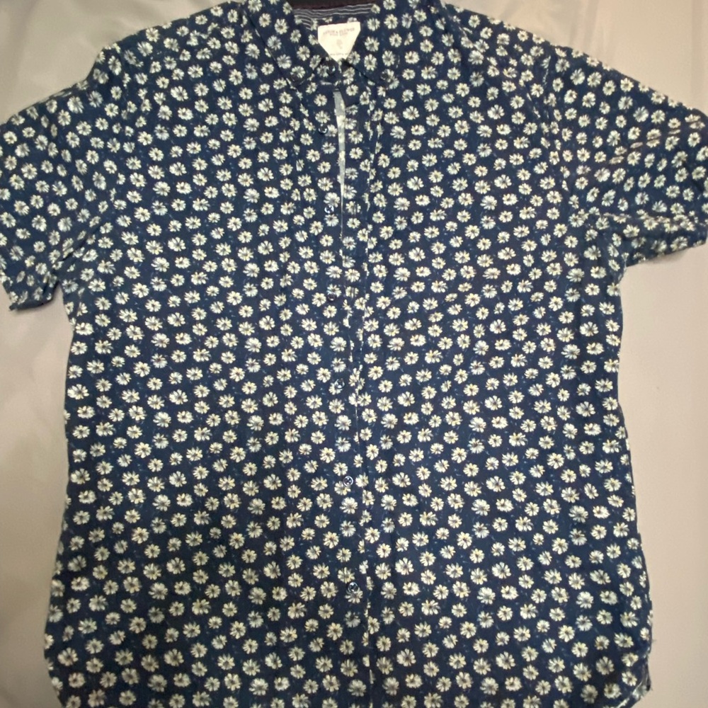 Denim & Flower Navy Floral Button Down Shirt